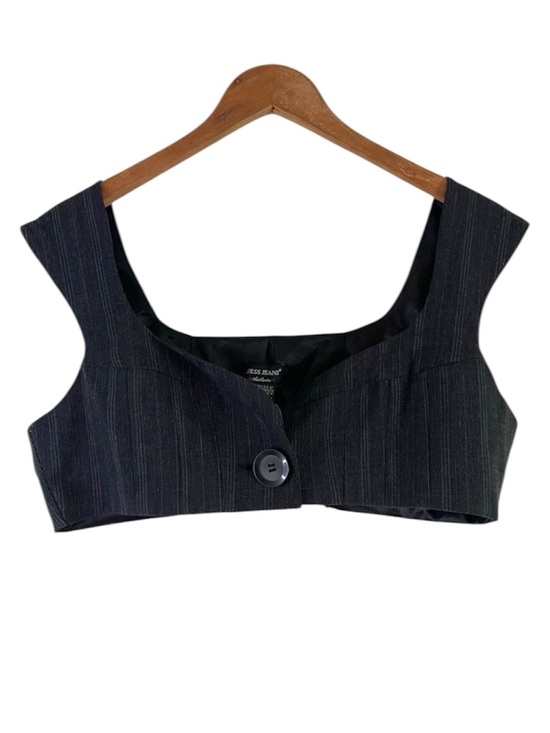 Guess Tops - Y2K Guess Bra Top Med Black Club Office Siren Pinstripe Acubi Contemporary Glam